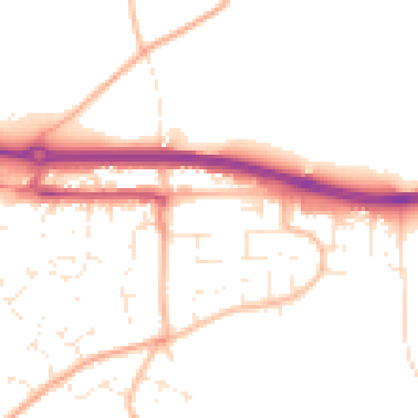 Daytime road noise heatmap for TR3 6BY