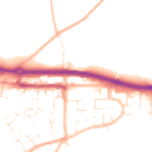 Daytime road noise heatmap for TR3 6BZ