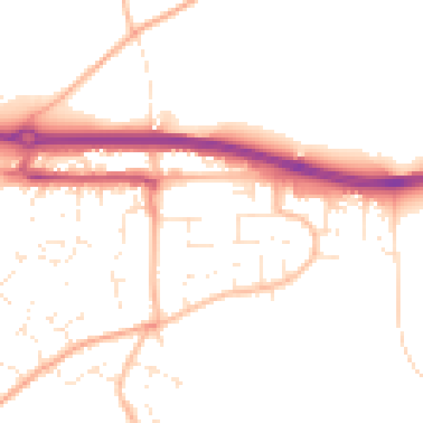 Daytime road noise heatmap for TR3 6DA