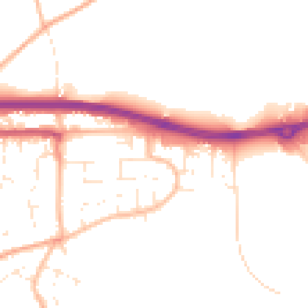 Daytime road noise heatmap for TR3 6DB