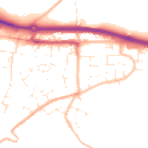 Daytime road noise heatmap for TR3 6DD