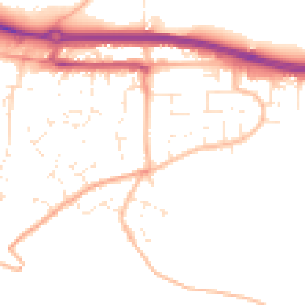 Daytime road noise heatmap for TR3 6DF
