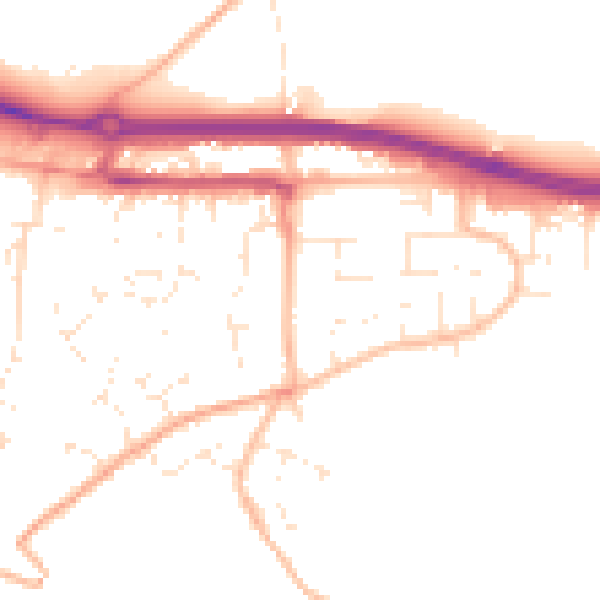 Daytime road noise heatmap for TR3 6DG