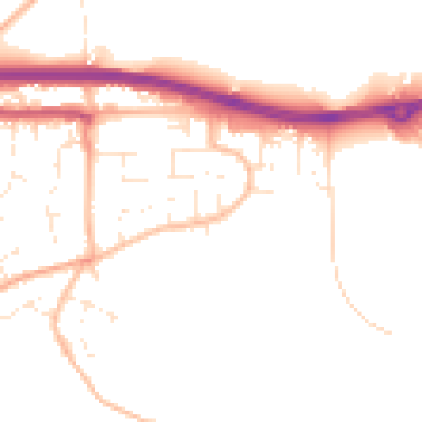 Daytime road noise heatmap for TR3 6DH