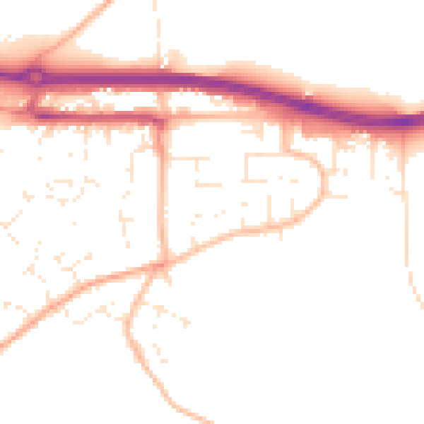 Daytime road noise heatmap for TR3 6DL