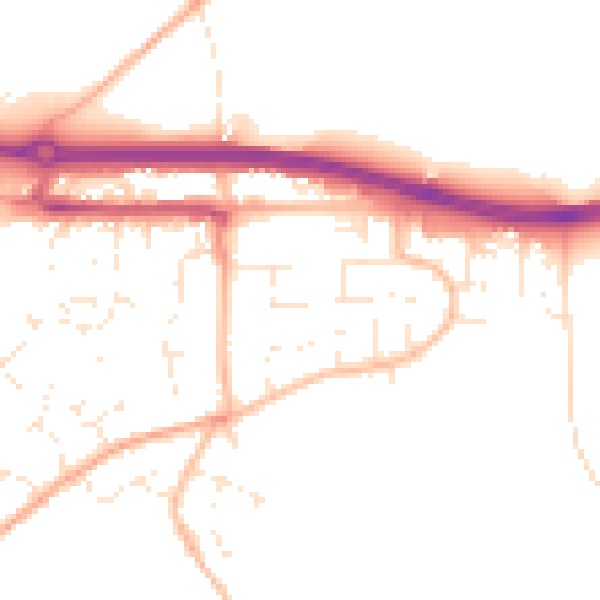 Daytime road noise heatmap for TR3 6DN