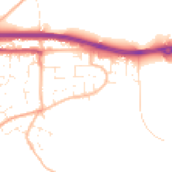 Daytime road noise heatmap for TR3 6DS