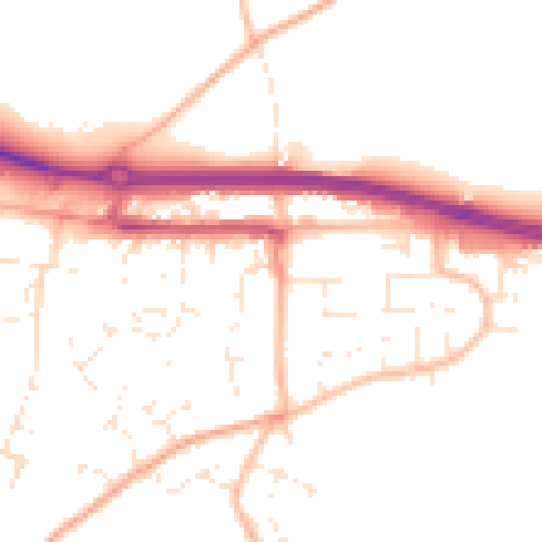Daytime road noise heatmap for TR3 6DY