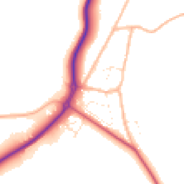 Daytime road noise heatmap for TR3 6EP