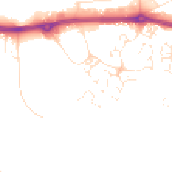 Daytime road noise heatmap for TR3 6FJ