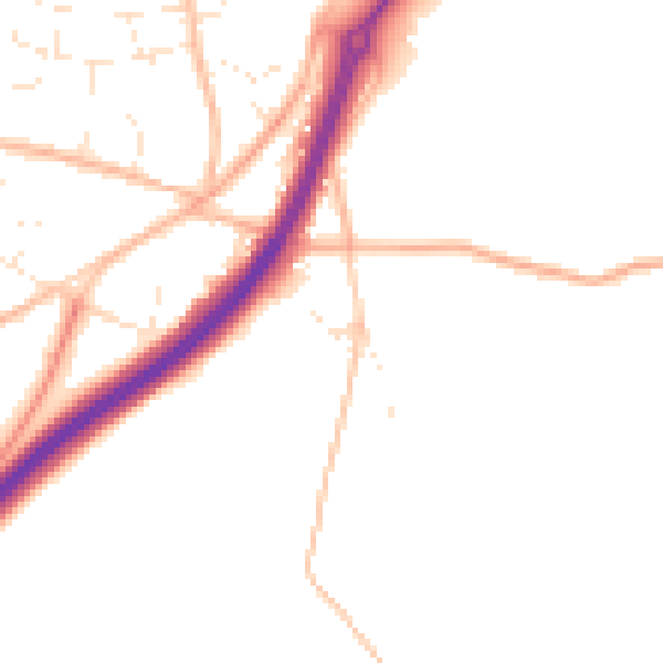 Daytime road noise heatmap for TR3 6GQ