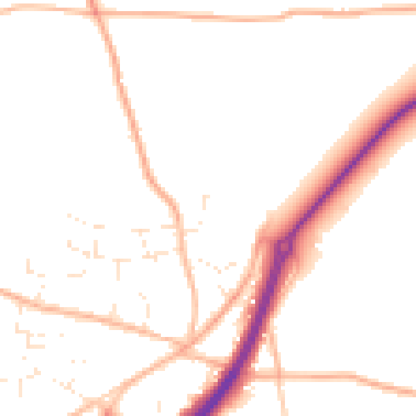 Daytime road noise heatmap for TR3 6GS
