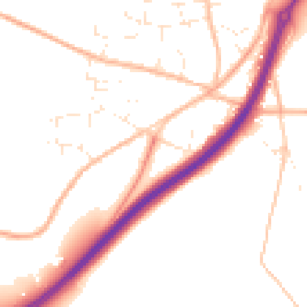 Daytime road noise heatmap for TR3 6HJ