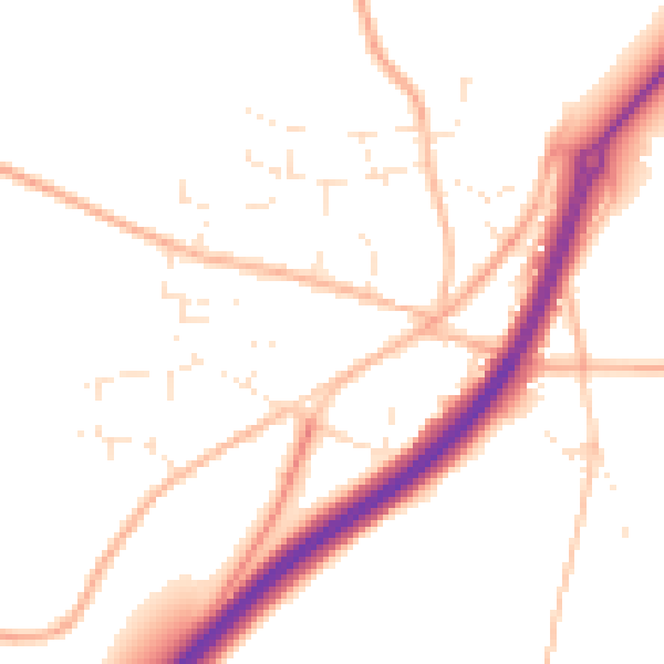 Daytime road noise heatmap for TR3 6HQ