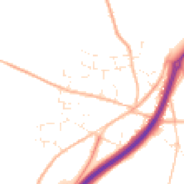 Daytime road noise heatmap for TR3 6JA