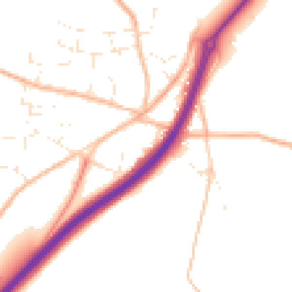 Daytime road noise heatmap for TR3 6JL