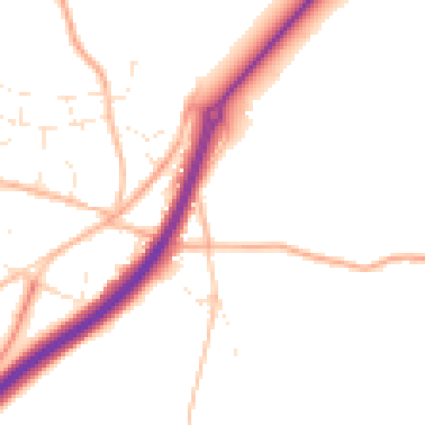 Daytime road noise heatmap for TR3 6JR