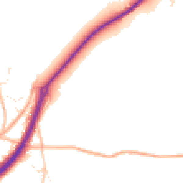 Daytime road noise heatmap for TR3 6JT