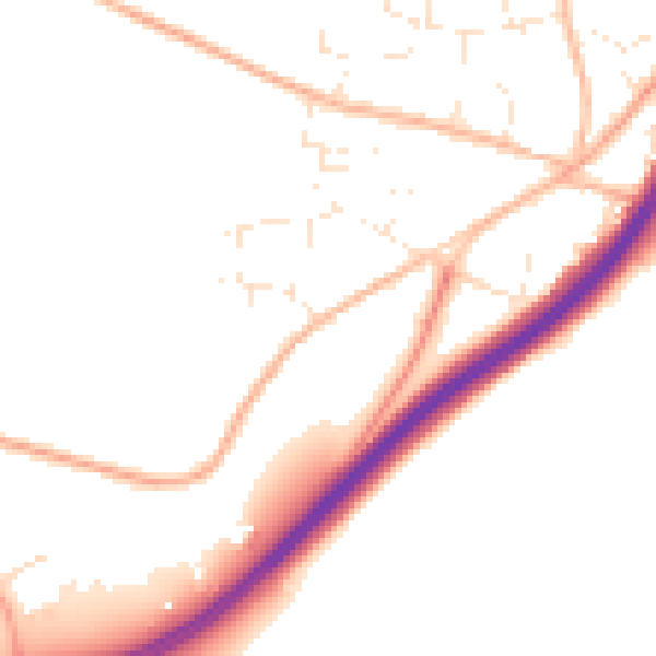 Daytime road noise heatmap for TR3 6LE