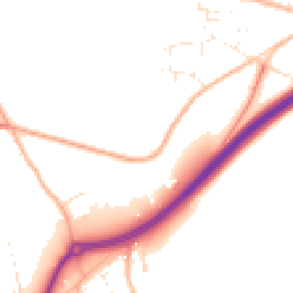 Daytime road noise heatmap for TR3 6LF