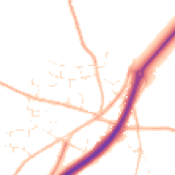 Daytime road noise heatmap for TR3 6LY
