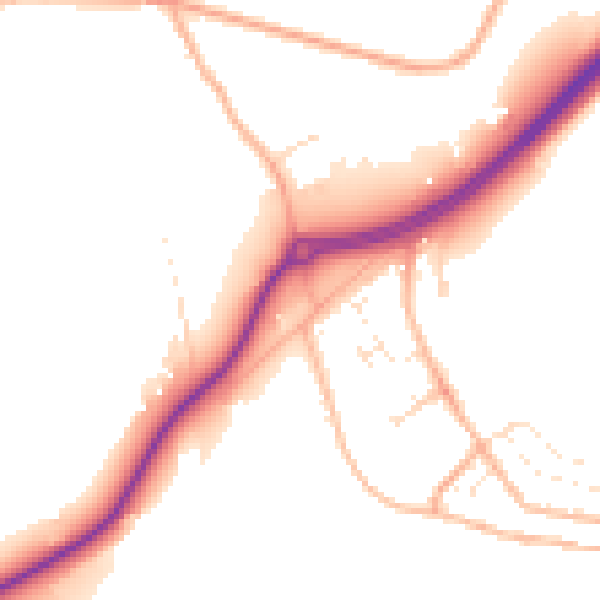 Daytime road noise heatmap for TR3 6PF