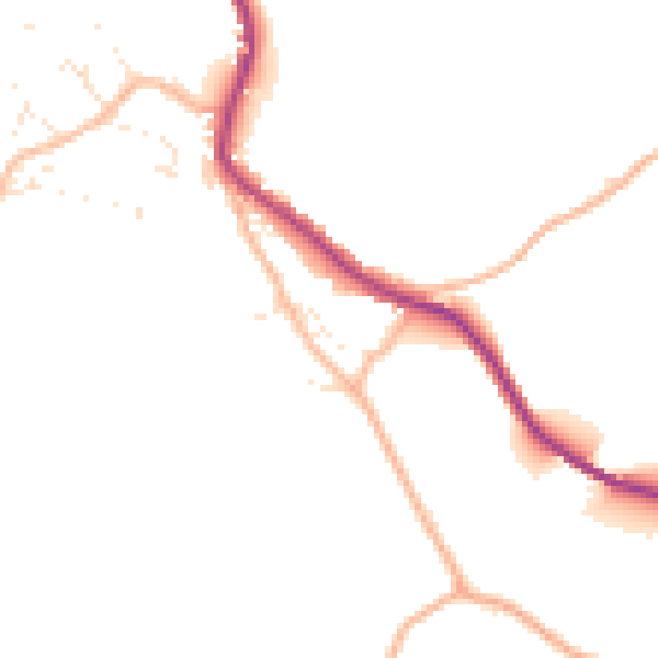 Daytime road noise heatmap for TR3 7EL