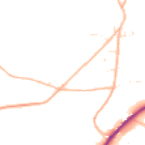 Daytime road noise heatmap for TR3 7JZ