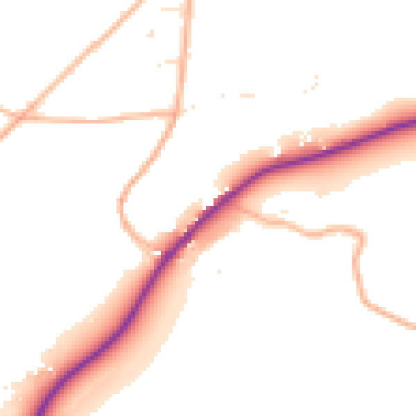 Daytime road noise heatmap for TR3 7NY