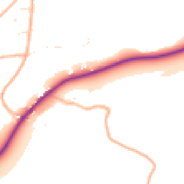 Daytime road noise heatmap for TR3 7NZ