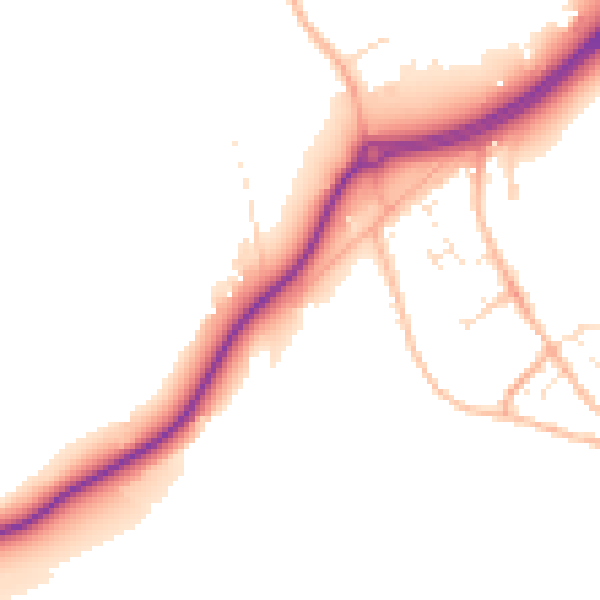 Daytime road noise heatmap for TR3 7QJ