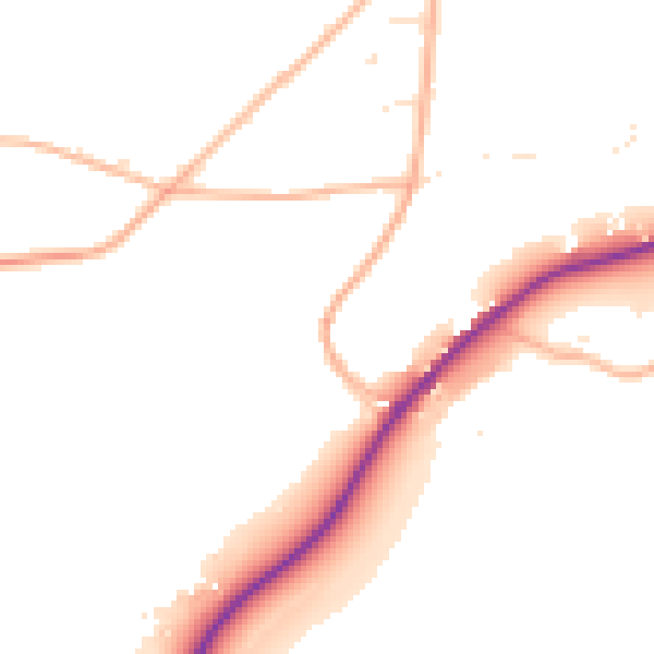 Daytime road noise heatmap for TR3 7QQ