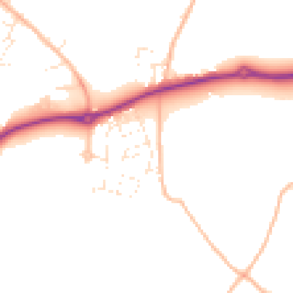 Daytime road noise heatmap for TR8 4GE