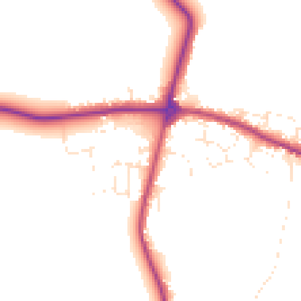 Daytime road noise heatmap for TR8 4WE