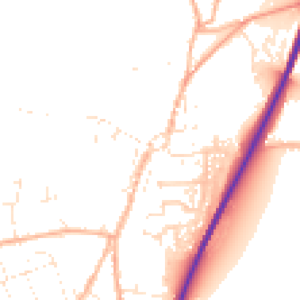 Daytime road noise heatmap for TR9 6AJ