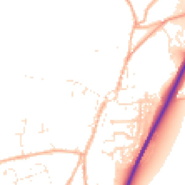 Daytime road noise heatmap for TR9 6AQ