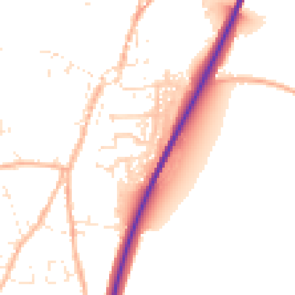Daytime road noise heatmap for TR9 6BQ