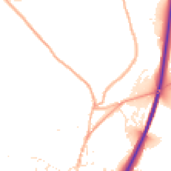 Daytime road noise heatmap for TR9 6BT