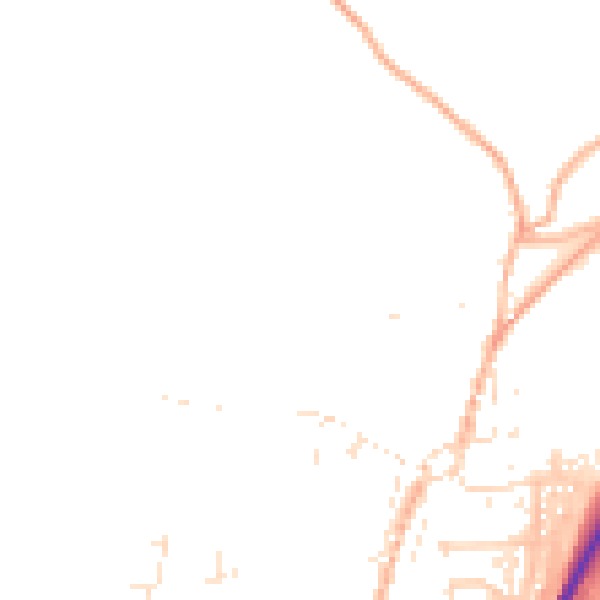 Daytime road noise heatmap for TR9 6BZ