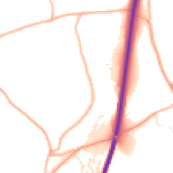 Daytime road noise heatmap for TR9 6DA