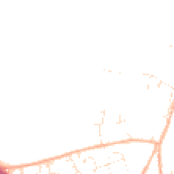 Daytime road noise heatmap for TR9 6DF