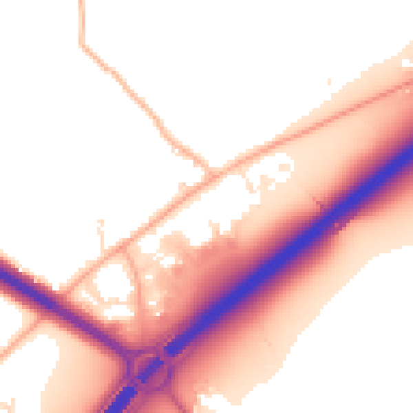 Daytime road noise heatmap for TR9 6GX