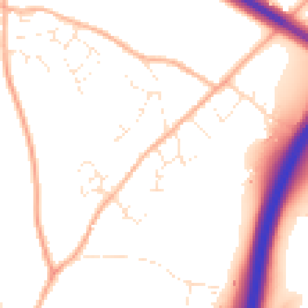 Daytime road noise heatmap for TR9 6LE