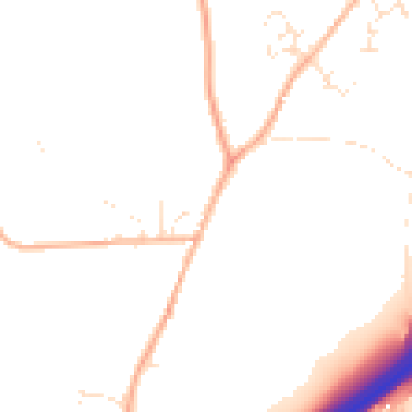 Daytime road noise heatmap for TR9 6LW