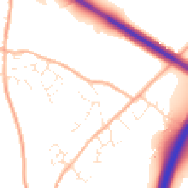 Daytime road noise heatmap for TR9 6PN