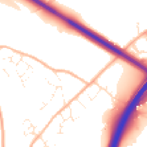 Daytime road noise heatmap for TR9 6QJ
