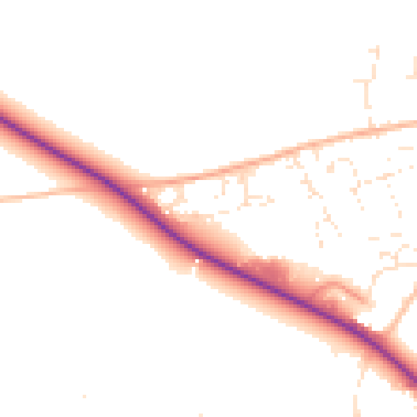 Daytime road noise heatmap for TR9 6RD