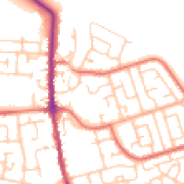 Daytime road noise heatmap for TS11 7AW