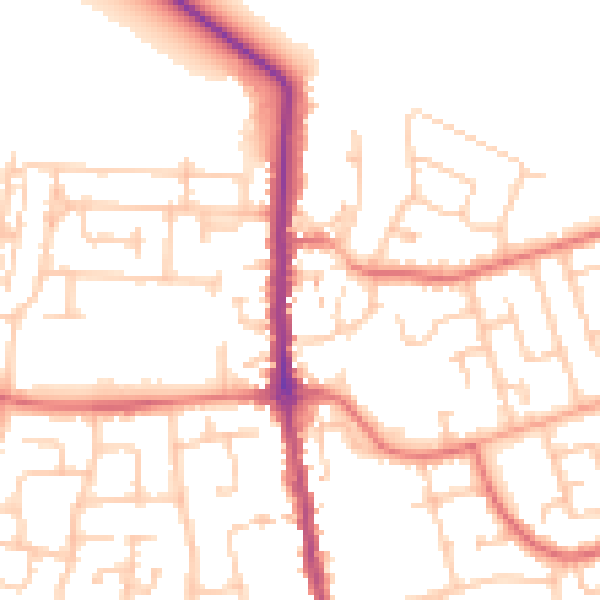 Daytime road noise heatmap for TS11 7AZ