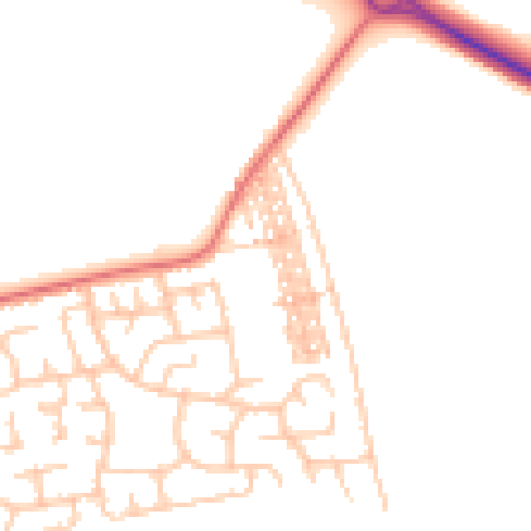 Daytime road noise heatmap for TS11 8EY